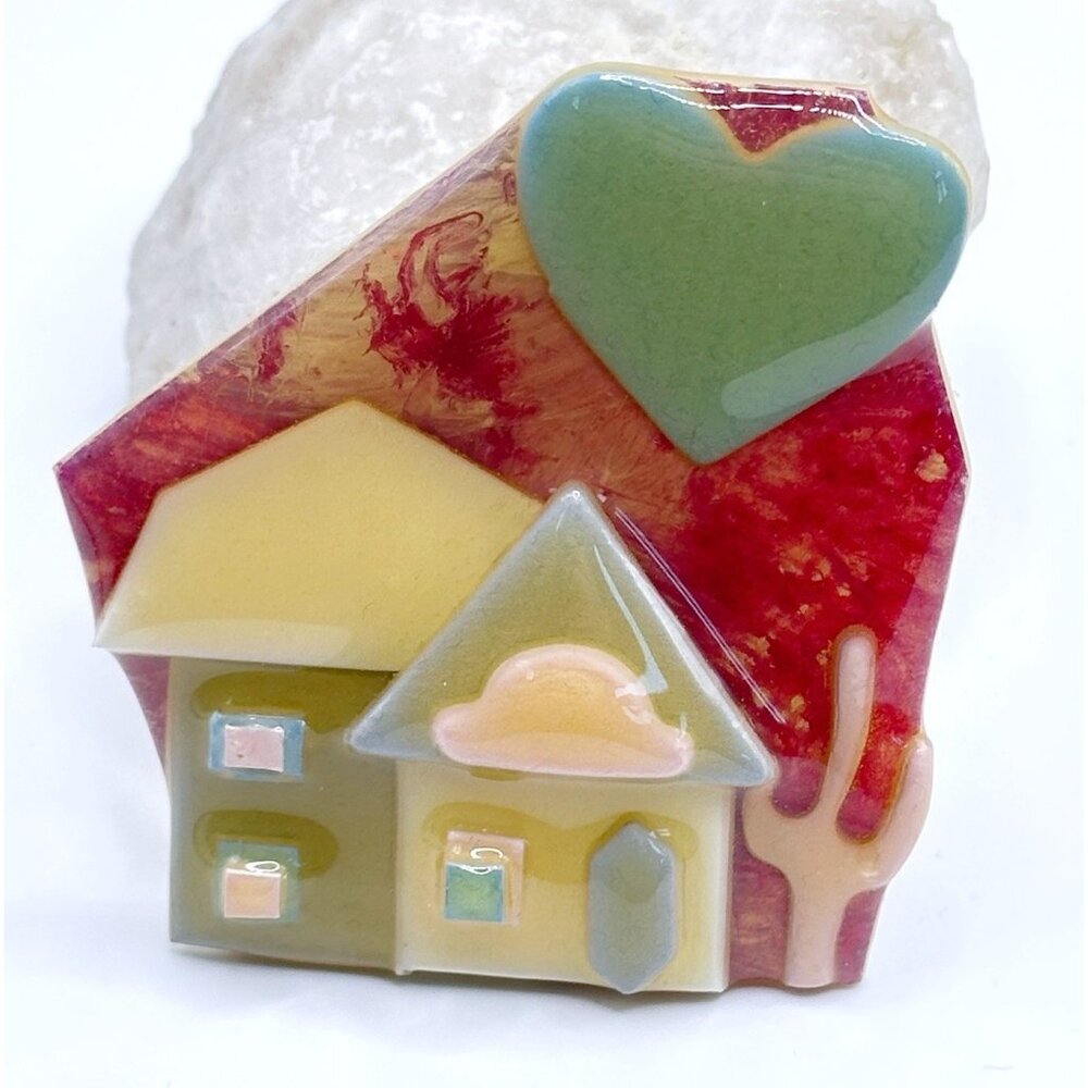 Lucinda House Pin‎ Brooch Heart Cactus Two Houses